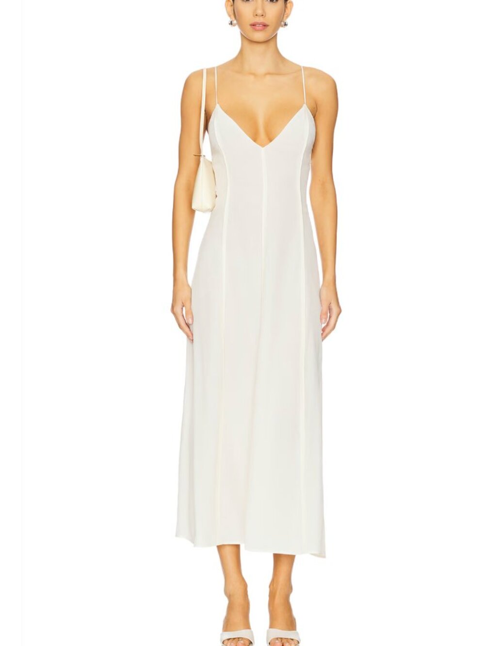 EAVES Imani Maxi Dress in Ivory White Sleeveless Slip Bridal Wedding Sundress